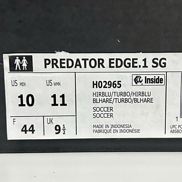 Adidas Predator Edge.1 SG “Hi-Res Blue Turbo” Men’s Size 10 Soccer Cleats - Picture 9 of 9